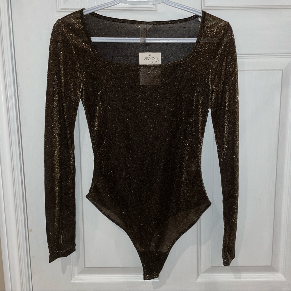 Gold square neck Bodysuit